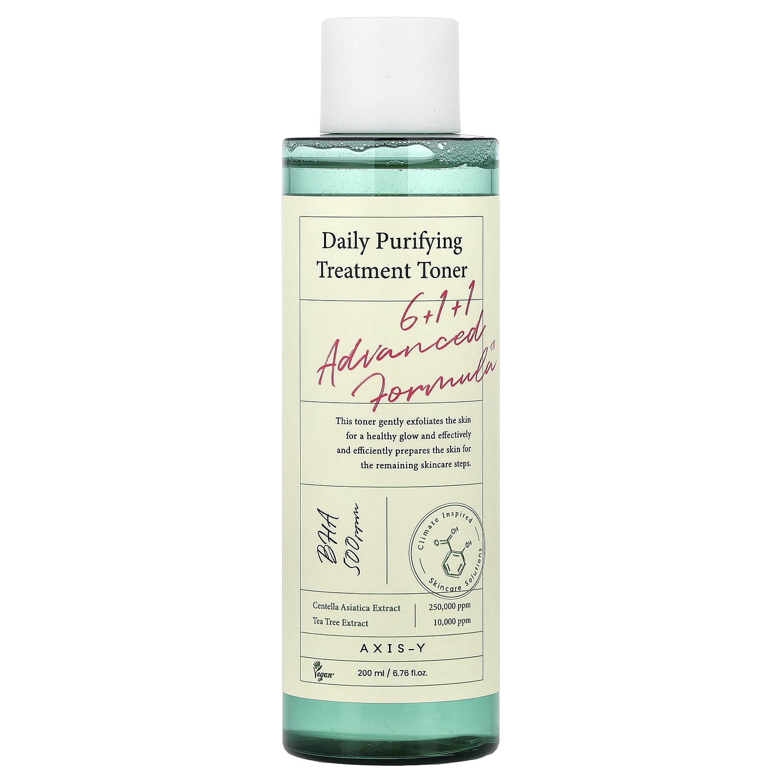 Daily Purifying Treatment Toner with green liquid and white cap 