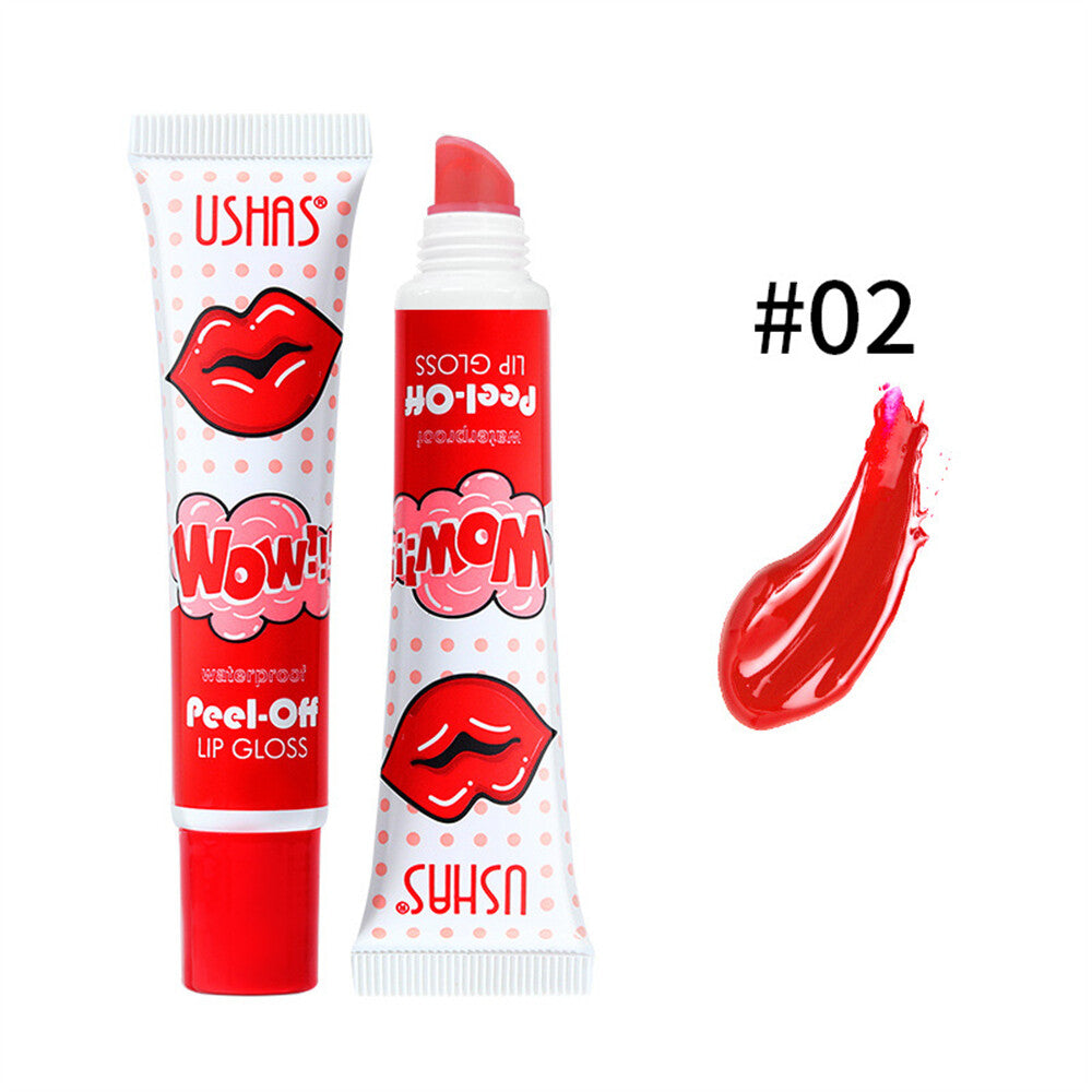 Ushas peel-off lip gloss with red color 