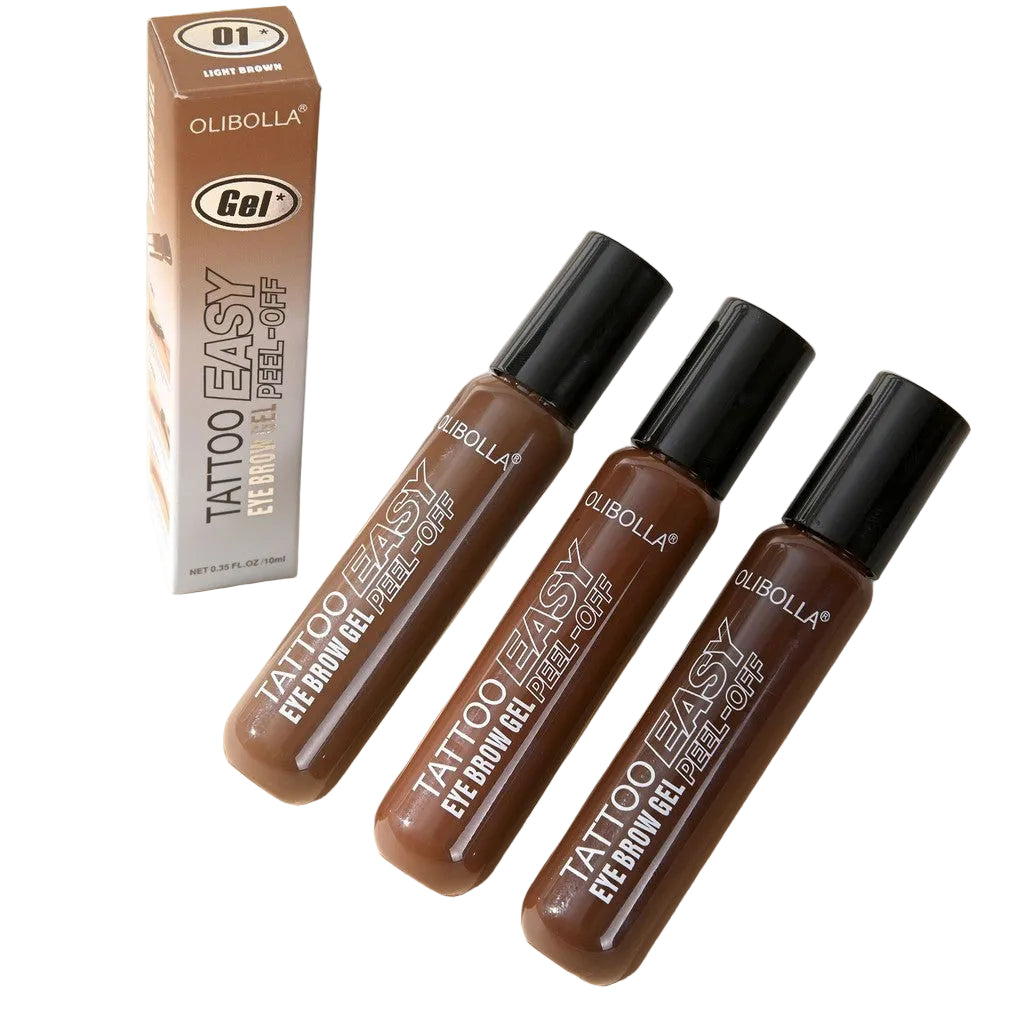 Three bottles of OliBolla Tattoo Easy Eye Brow Gel.