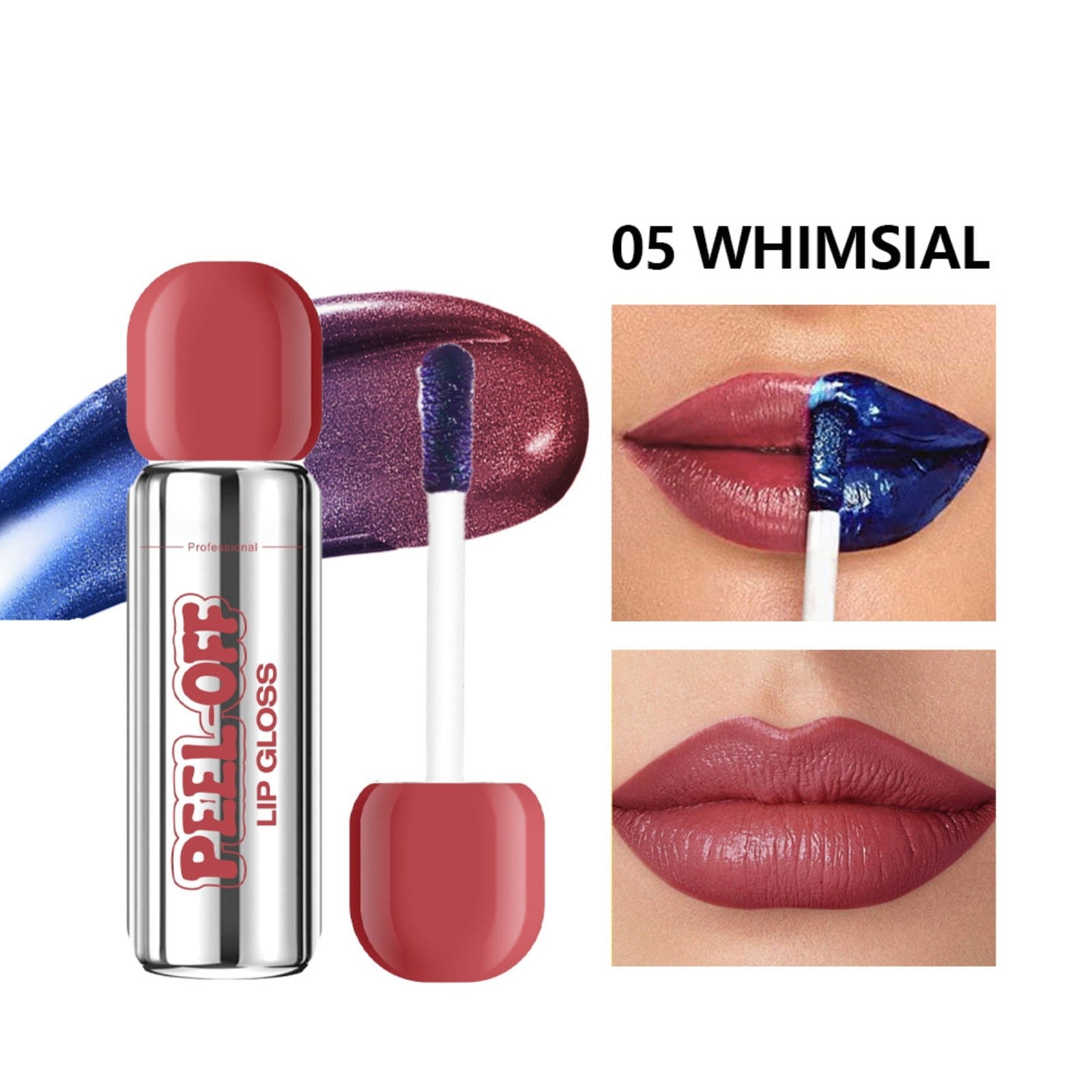 Peel-off Lip Stain  with a red cap and silver body