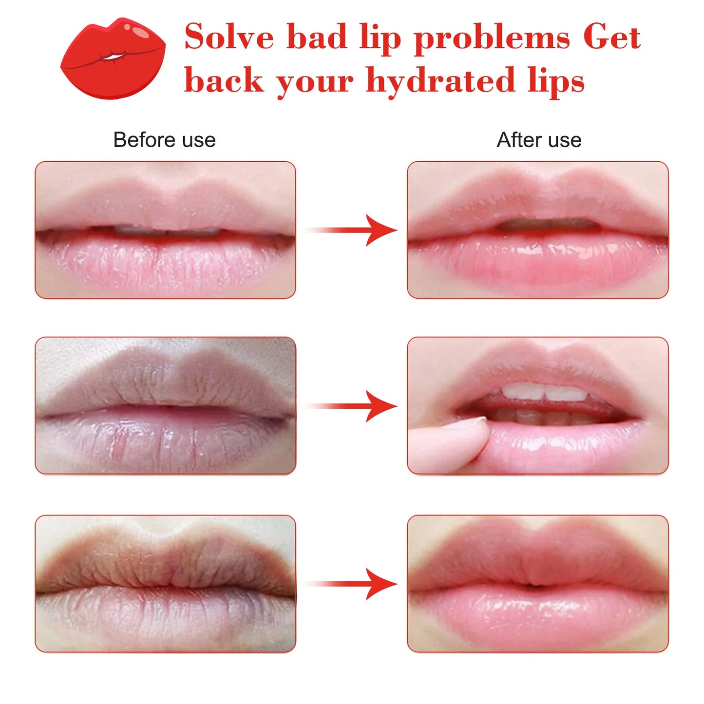 Before and after comparison of Pink Lip Hydrogel Mask 
