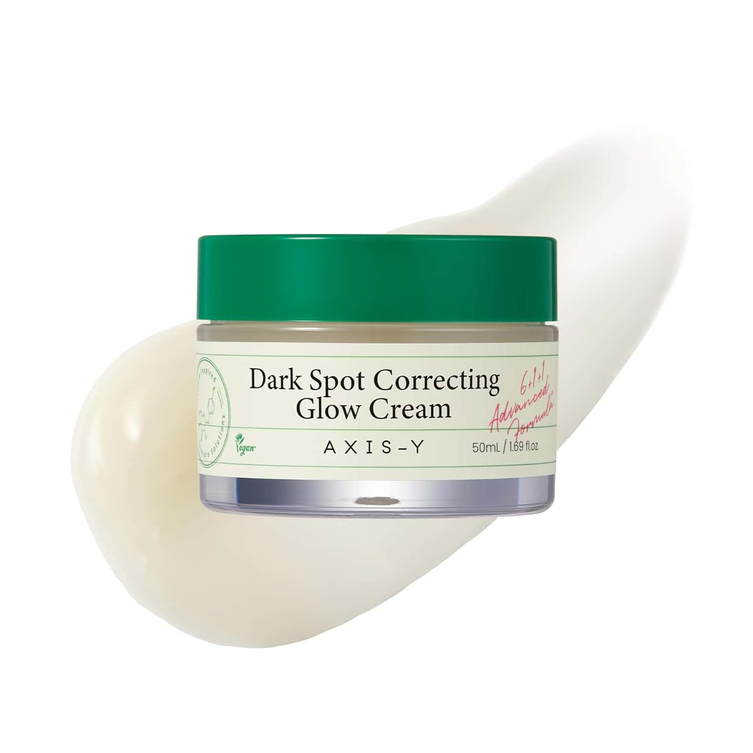 Jar of Axis-Y Dark Spot Correcting Glow Cream with a green lid 